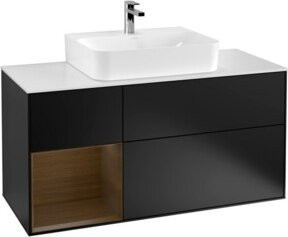 V&B Waschtischunterschrank Finion mit Wandbeleuchtung, Schwarz lackiert, Breite: 120 cm, Tiefe: 50,1 cm, Höhe: 50,1 cm - Bild 1