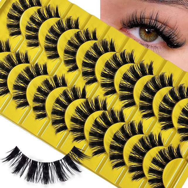 JIEFUXIN Künstliche Wimpern, 10 Paar, 3D Flauschig, Voluminös, Unisex - Bild 1