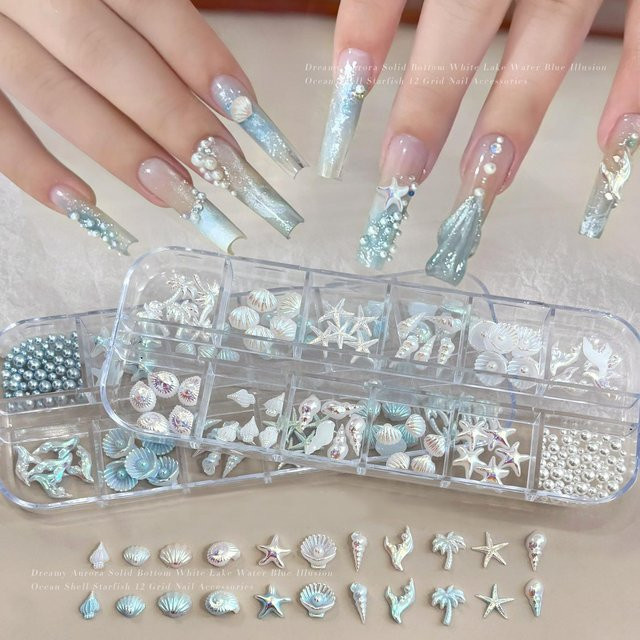 HotPress Nagelkunst-Charms, 12er-Set, Ozean-Stil, 3D-Harz, Unisex - Bild 1
