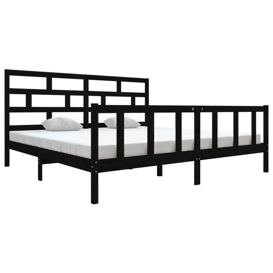vidaXL Massivholzbett aus Kiefer in Schwarz, Modernes Doppelbett B/T: 200 x 200 cm - Bild 2