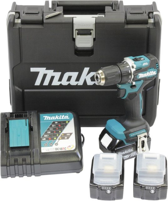 Makita 18 V Akku-Bohrschrauber DDF487RFE3 mit 3 x 3 Ah Akkus und Koffer - Bild 1