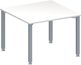 Schäfer Shop Genius Anbautisch MODENA FLEX, höhenverstellbar, Quadrat-Form, 4-Fuß-Quadratrohr, Farbe: weiß, B/T: 100 x 100 cm - Bild 1