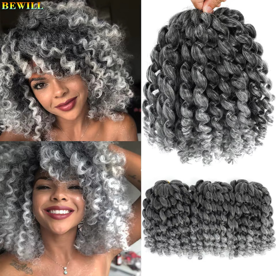 Bewill Ombre Jamaican Bounce Wand Curl Häkelhaar, 8 Zoll, synthetisch, Frauen Kinder - Bild 4