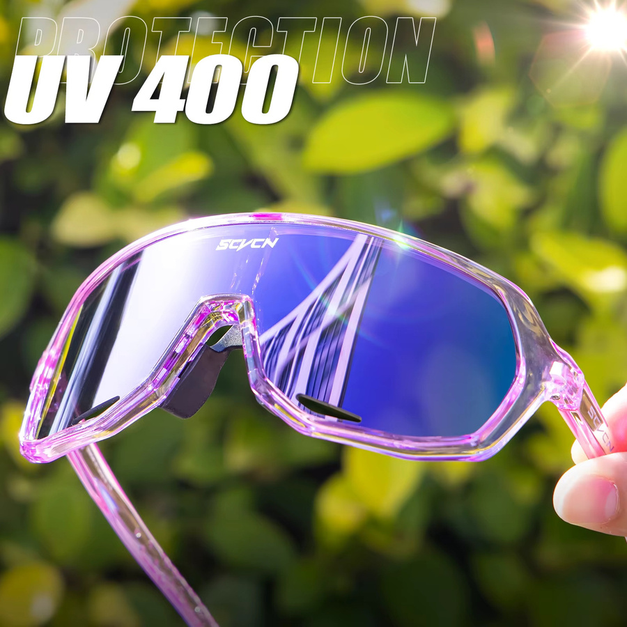 SCVCN MTB Sportsonnenbrille, Unisex, Vollrand, Pink, Kunststoff - Bild 4