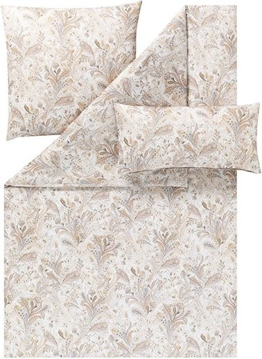 Estella Bettwäsche Lotte aus Mako-Satin in Beige mit floralem Naturdesign - Bild 1