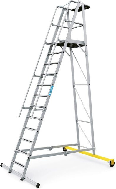 Zarges Fahrbare Podestleiter Safemaster Plus S Klappbar aus Aluminium in Silber mit 12 Stufen - Bild 1