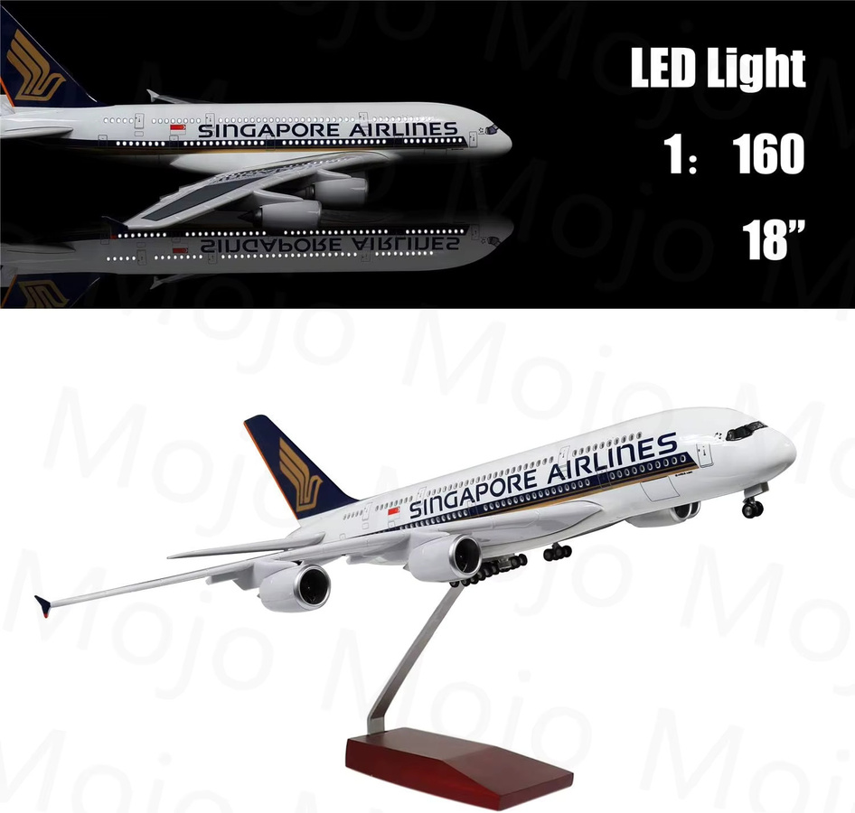 ZOCO Singapur Airways A380 Spielzeugflugzeug, Maßstab 1:160, Weiß - Bild 4