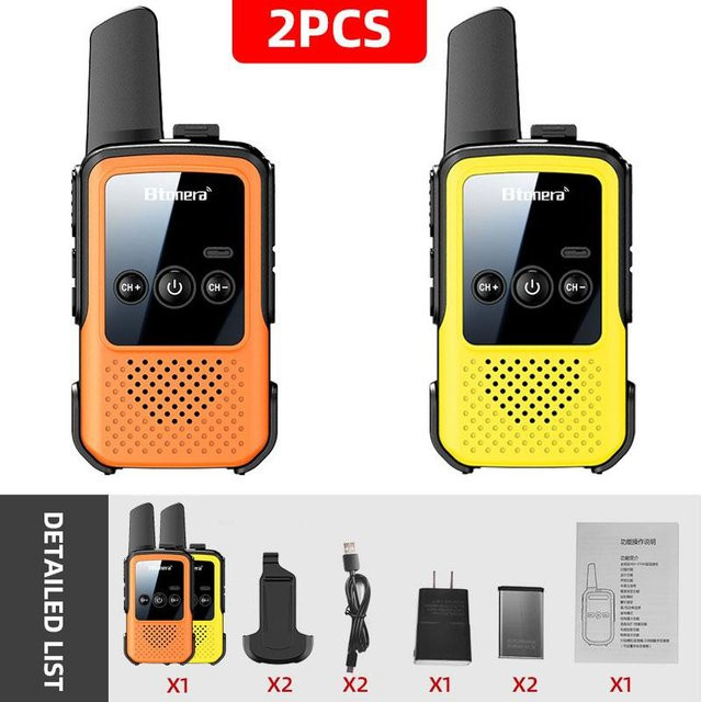 BTONERA BT300 Mini-Walkie-Talkie Set für Kinder, 2 Stück Zwei-Wege-Funkgeräte in Orange, tragbares PMR/FRS Kommunikationsradio für Camping und Spielzeug - Bild 1