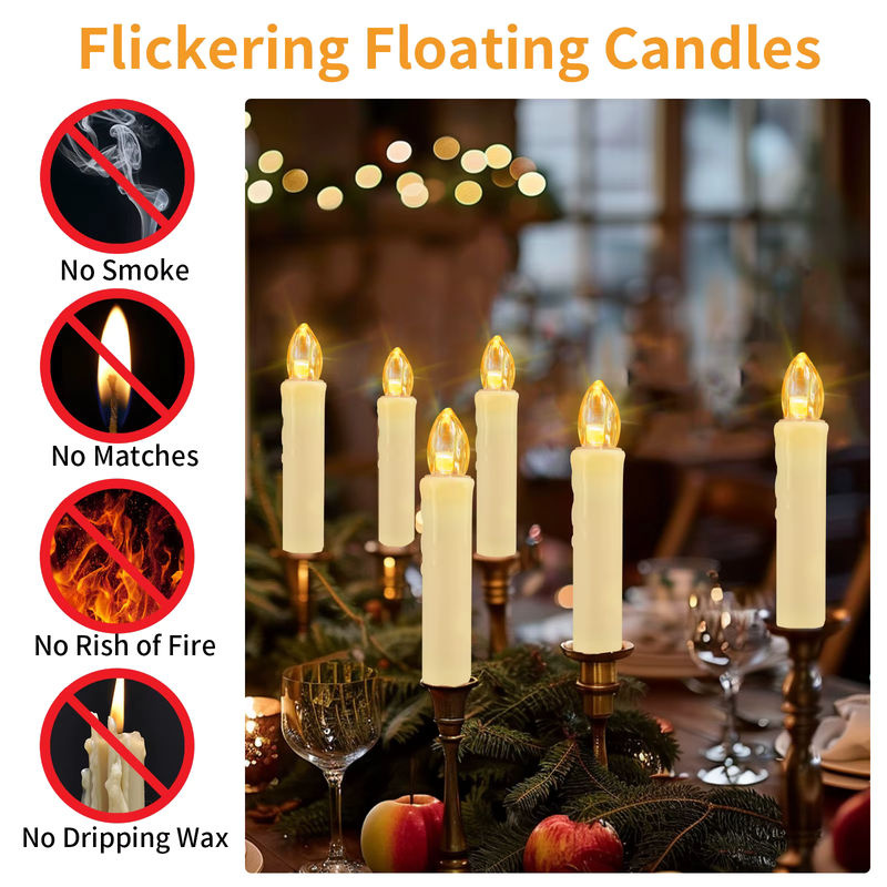 10 Stück flammenlose weiße LED-Spitzkerzen mit Fernbedienung und Timer für den Weihnachtsbaum, batteriebetriebene konische Clip-on-Kerzen aus Kunststoff - Bild 2
