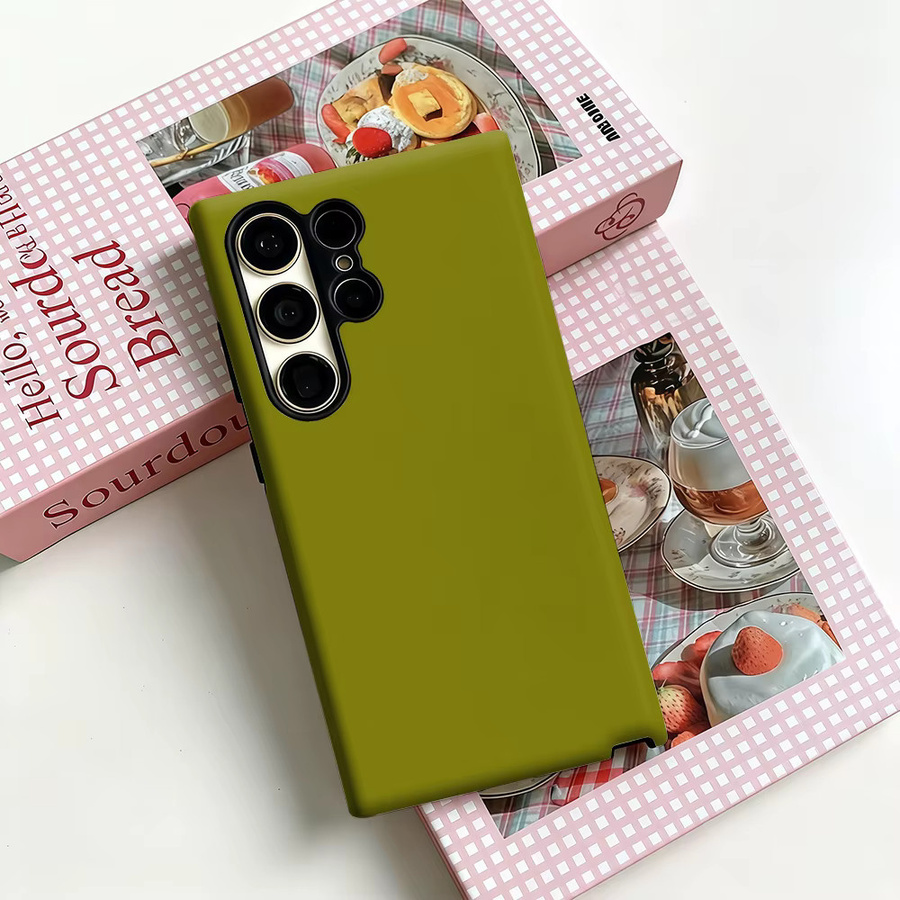 Stoßfeste Doppelschicht Handyhülle für Samsung Galaxy S25 Ultra, S24, S23 Ultra und S23 Plus in Olivgrün - Bild 3