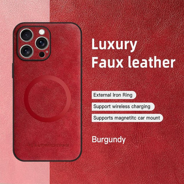 Luxus Handyhülle aus Leder und Silikon für iPhone 15 Pro Max, iPhone 14 Pro Max und iPhone 13 Pro Max in Rot - Bild 1