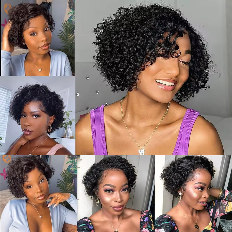OYM HAIR Lace-Front-Perücke, kurze Pixie-Schnitt-Perücke, Echthaar, Damen - Bild 4