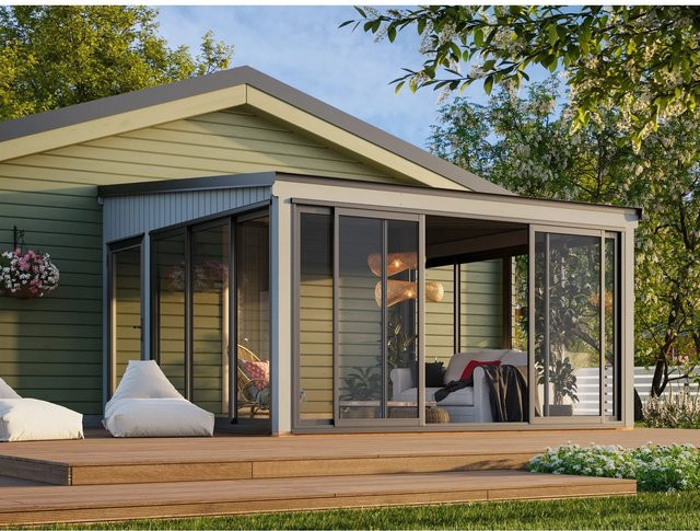 Palmako Holz-Gartenhaus Lumi Slide Plus mit Pultdach in Grau, B/T: 420 x 420 cm - Bild 1