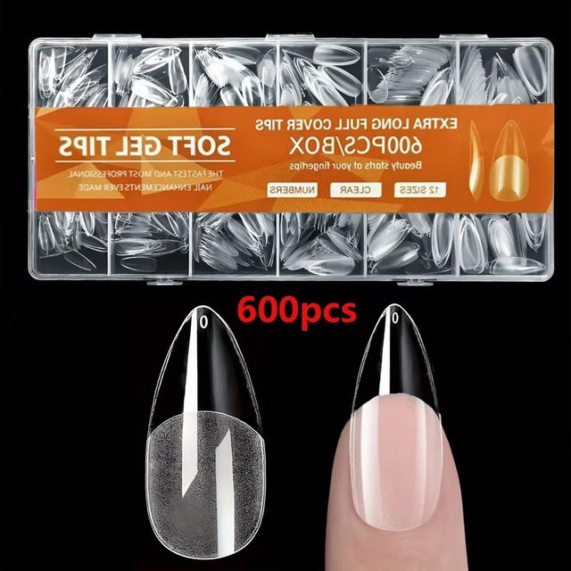 Acryl-Nagelspitzen, 600 Stück, halbmatt, Clear, Unisex - Bild 1