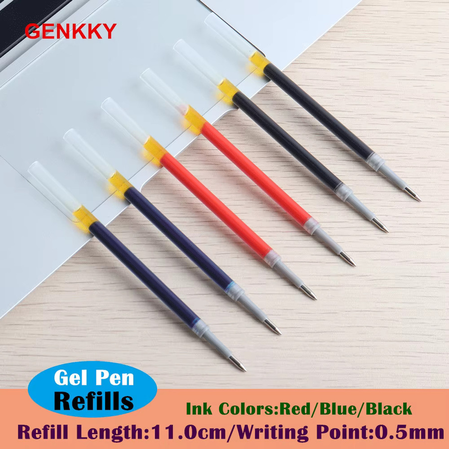 Genkky Gelschreiberminen Nachfüllset für Schule und Büro, 0,5 mm, Länge: 11,0 cm, Farben: Rot, Blau, Schwarz, Mehrfarbig - Bild 2