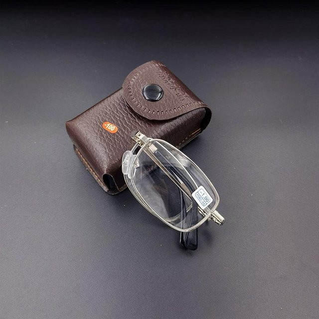 Falt-Myopiebrille, Vollrand, rechteckig, Metall, grau, silver, Unisex - Bild 1
