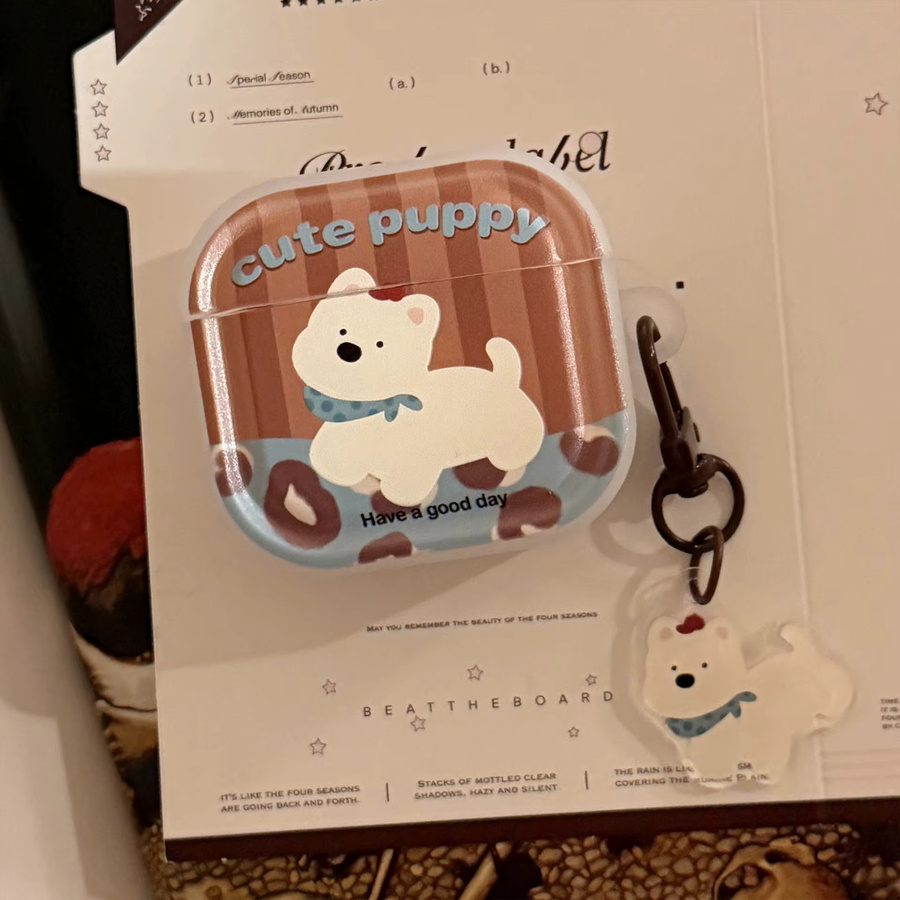 Schutzhülle mit Cartoon-Welpen-Leopardenmuster für Apple AirPods 1, 2, 3, 4 und Pro 2/3 inklusive Anhänger, Mehrfarbig - Bild 5
