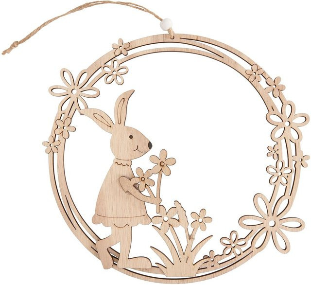 VBS Holzkranz Frühjahr - Ostern mit Hase und Blüten in Beige aus Sperrholz - Bild 1