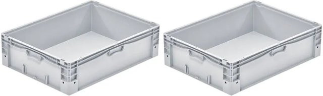 PROREGAL SparSet 2x Euro-Norm Großbehälter mit glattem Boden, Grau, H x B x T: 22 x 60 x 80 cm, 91 Liter - Bild 1