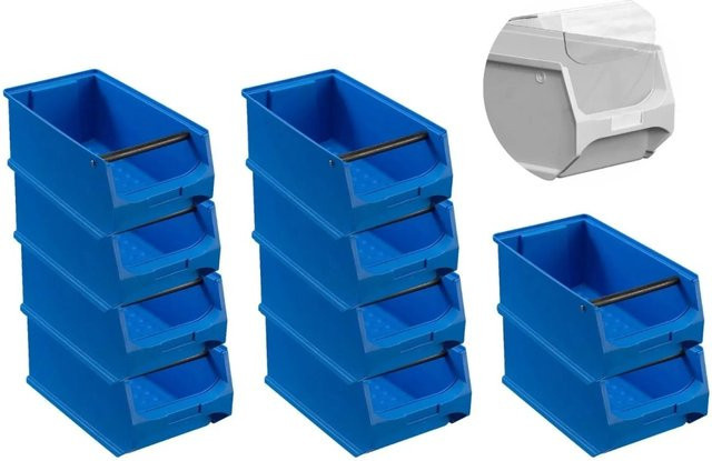 PROREGAL SparSet 10 x Blaue Sichtlagerbox 4.1 mit Griffstange und Abdeckung, H x B x T: 15 x 20 x 35 cm - Bild 1