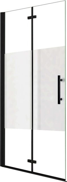 AICA Walk-In Duschkabine mit Falttür, Schwarz, Teilsatinierte Glaswand, Nano-ESG, B/H: 120 x 195 cm - Bild 1