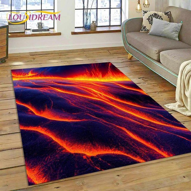 Karpetti Vulkan 3D Lava Magma Teppich, rutschfester abstrakter Design-Teppich aus Polyester, Mehrfarbig, B/T: 120 x 100 cm - Bild 1