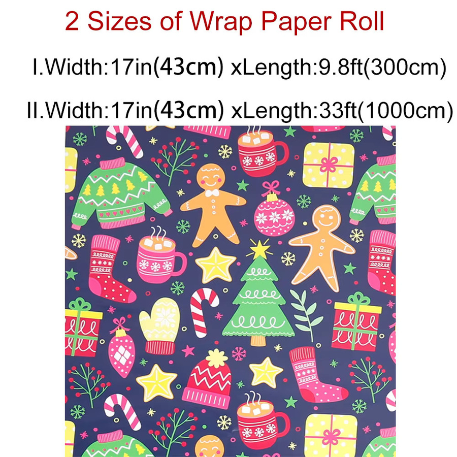 Buntes Weihnachts-Geschenkpapier mit Lebkuchenmann-Motiv aus Kraftpapier als Jumbo-Rolle - Bild 2