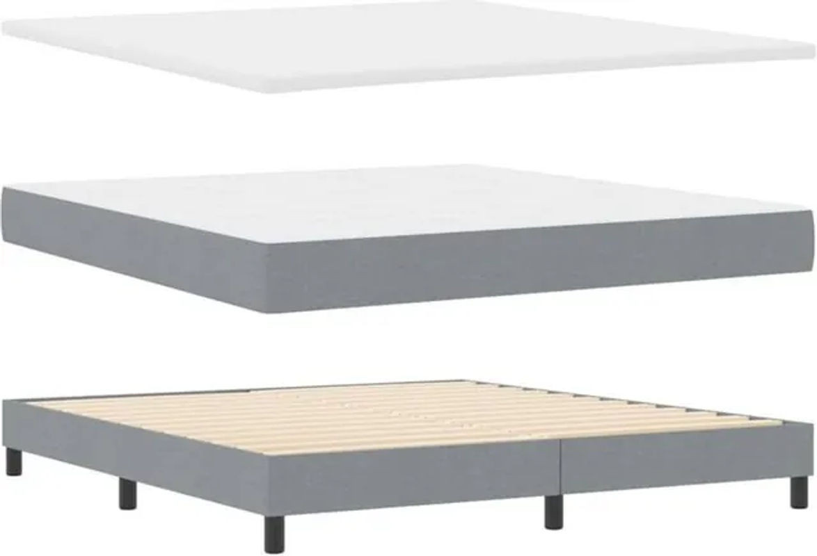 vidaXL Boxspringbett mit Matratze in Grau, modernes Design aus Stoff und Holzwerkstoff, B/T: 180 x 200 cm - Bild 1