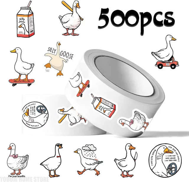 500 Stück Silly Goose Meme Vinyl Aufkleber Set in Multicolour für Laptop, Wasserflasche und Scrapbook - Bild 1