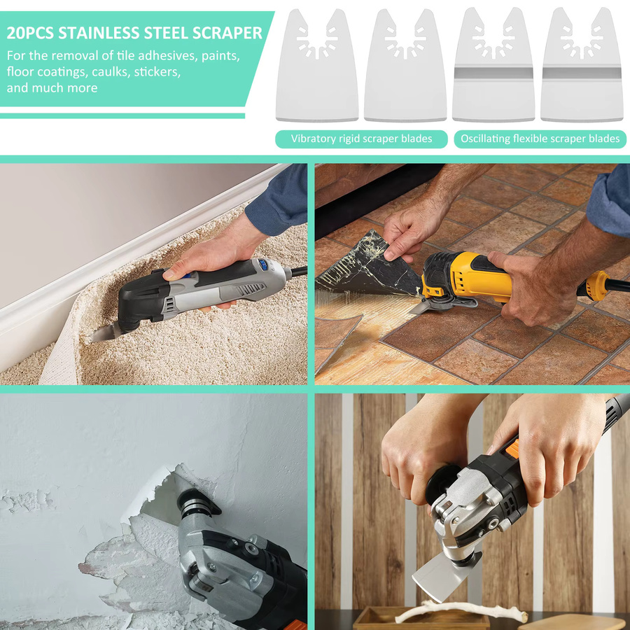Hands DIY Oszillierende Klingen aus Edelstahl für Multitools zum Entfernen von Fliesen, Kleber und Farbe, Silber - Bild 3