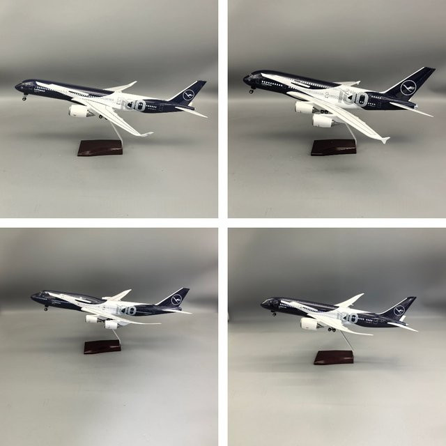 ZOCO Lufthansa 100 Jahre Jubiläums-Sammlermodell A350 380 B747 787, Druckguss-Flugzeugmodell, Harz, 43-47cm - Bild 1