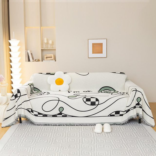 Rutschfester Sofabezug aus Chenille für dein Sofa, Staubschutz-Decke mit Kissen, B/B: 180 x 130 cm - Bild 1