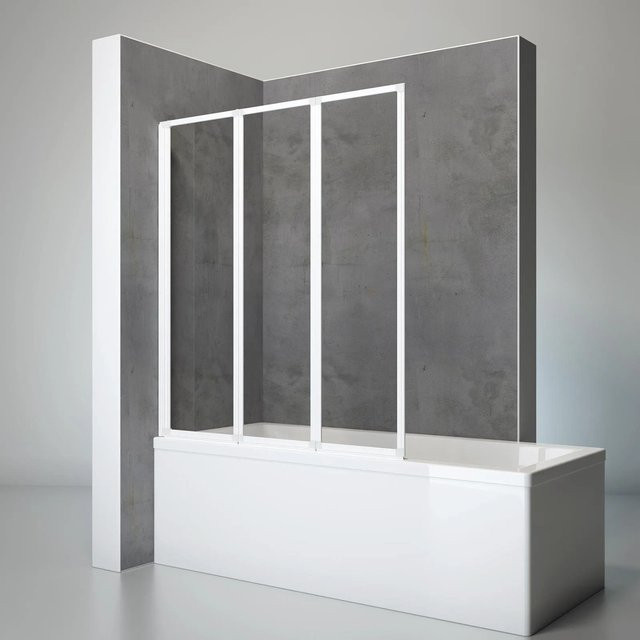 Schulte Badewannenaufsatz 3-teilig faltbar aus Echtglas in Weiß und Klar, H x B: 140 x 127 cm - Bild 1