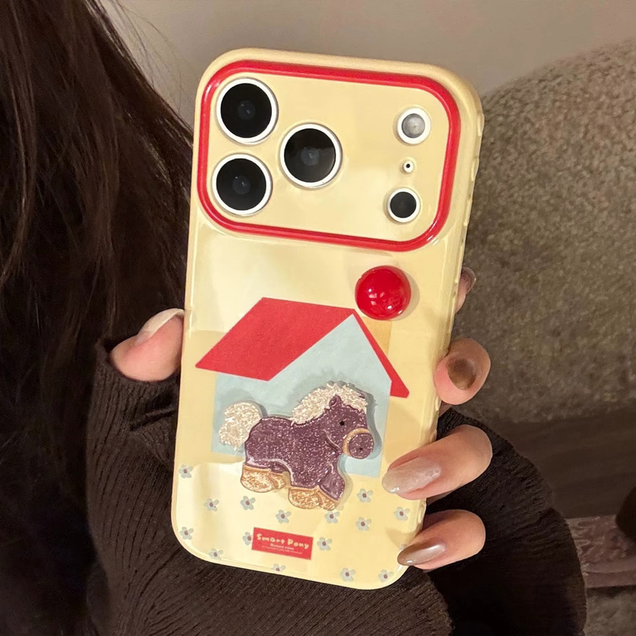 Potdemiel iPhone Schutzhülle mit 3D Cartoon Glitter Pony Design in Multicolour, Stoßfeste Soft Cover Hülle für iPhone 12 bis iPhone 17 Pro Max - Bild 2