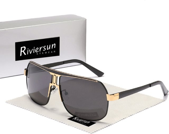 RIVIERSUN Sonnenbrille, quadratisch, Metall, schwarz, Unisex, polarisiert - Bild 1