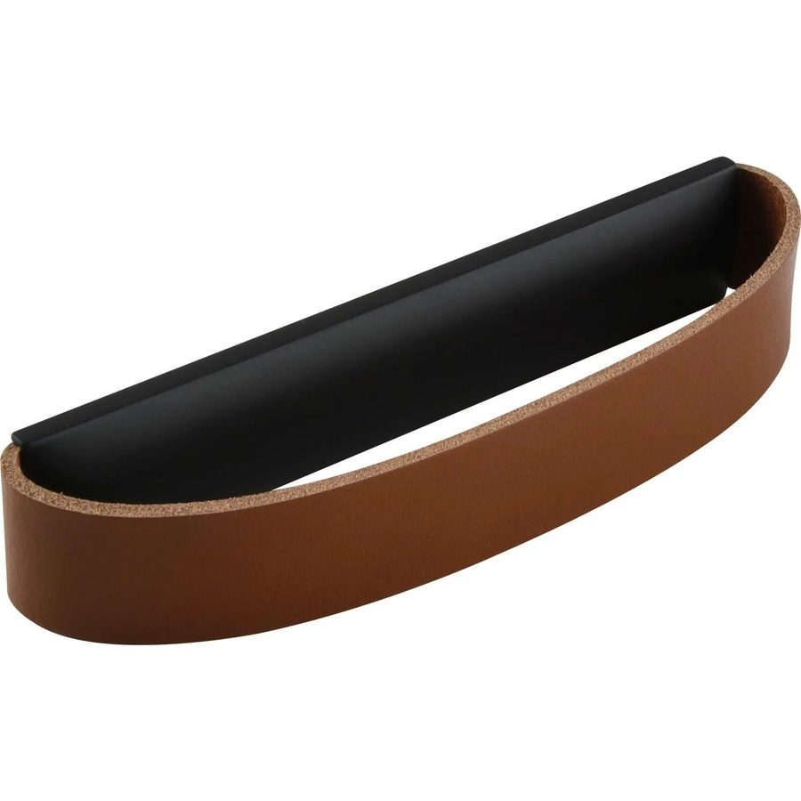 Furnipart Möbelgriff Rollo aus Leder in Cognac und Schwarz Matt mit Breite: 150 mm und Lochabstand: 96 mm - Bild 2