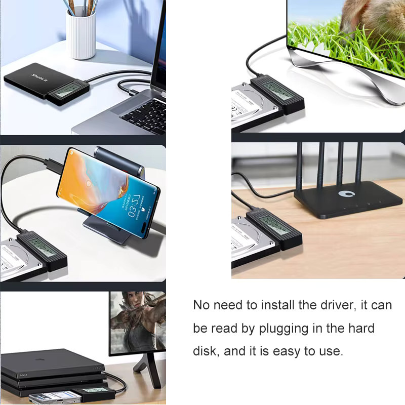 KEBIDUMEI USB zu SATA Adapter mit Digitalanzeige, USB 3.2 3.0 zu SATA III Konverter für 2,5 und 3,5 Zoll SSD HDD Festplatten, Schwarz - Bild 6
