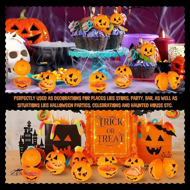 ZQNYCY Halloween Kürbis-Geschenkboxen in Orange als Süßigkeiten-Behälter und Party-Dekoration für Kinder - Bild 2