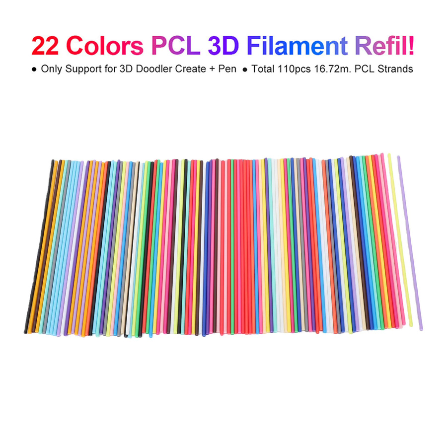 Aibecy 3D-Stift Filament Nachfüllungen PCL Niedrigtemperatur-Druckmaterial in 22 Farben, Durchmesser: 2,5 mm, Länge: 15 cm, 110 Stück - Bild 2