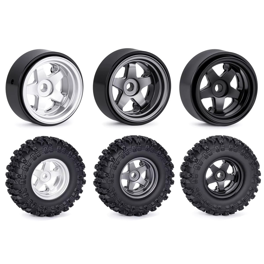 Fimonda Beadlock-Felgen mit Reifen, 0,7 Zoll, Schwarz, 1:30, Metall - Bild 4