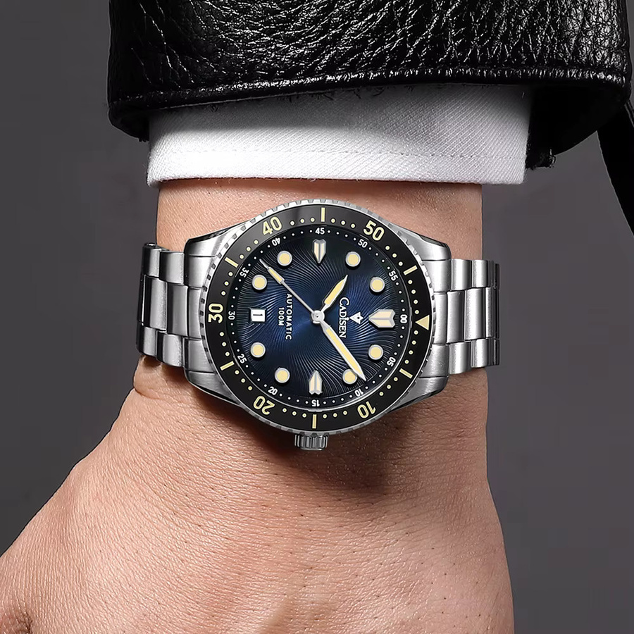 CADISEN Armbanduhr Automatik, Edelstahl, Blau, Saphirglas, Herren - Bild 3