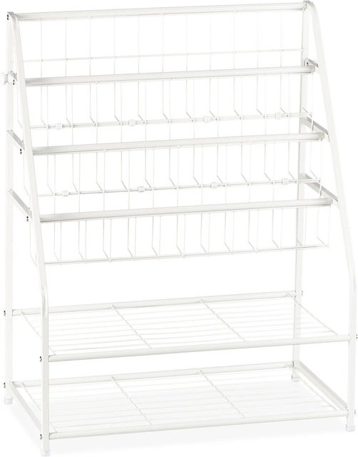 Relaxdays Zeitschriftenregal aus Metall in Weiß, freistehend mit Gitter-Optik, H: 81 cm, B: 67 cm, T: 37 cm - Bild 1
