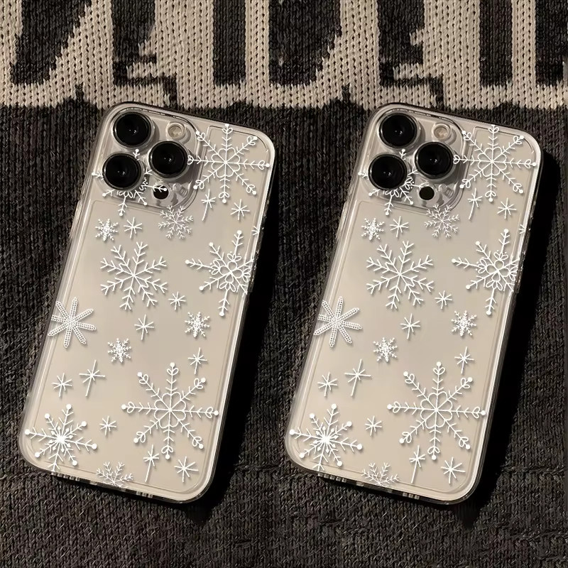 Transparente TPU-Handyhülle mit weißem Schneeflockenmuster für Apple iPhone 17 16 15 14 13 12 11 Pro Max Air Plus Serie - Bild 4