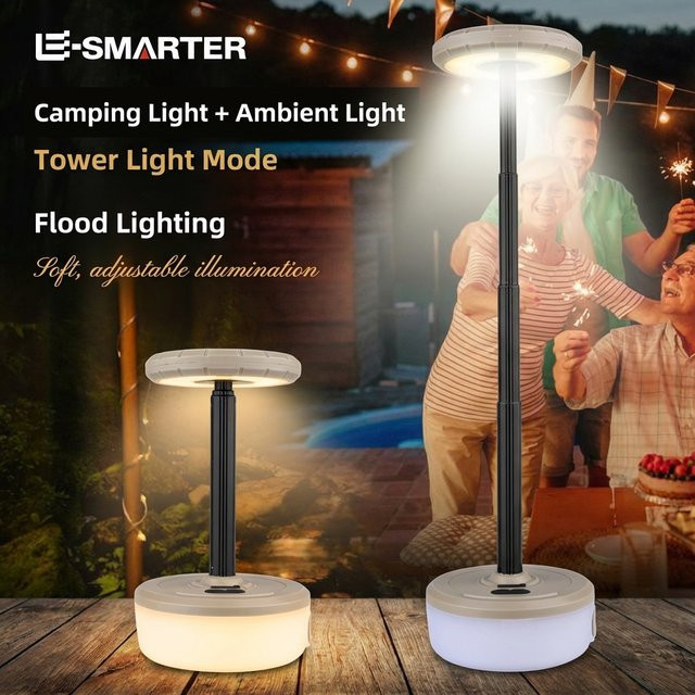 ESMARTER Multifunktionale Magnetische Campinglampe in Weiß für Outdoor-Abenteuer und Wandern - Bild 1