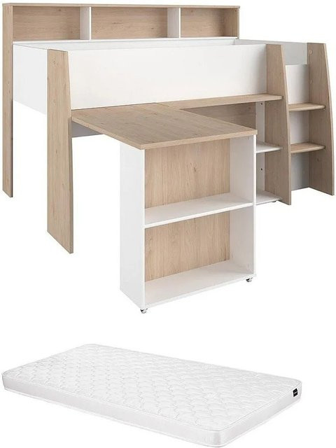Vente-unique Bettkombination Apolino in Naturfarben Hell und Weiß, Breite: 90 cm, Länge: 200 cm - Bild 1