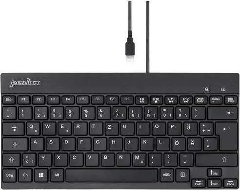Perixx PERIBOARD-426 USB Mini Tastatur mit flachen Tasten, QWERTZ Deutsch, Schwarz - Bild 1