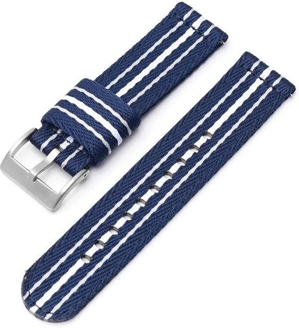 Uhrenarmband Nylon, gestreift, grau, Edelstahl-Schnalle, 20 mm, Unisex - Bild 1
