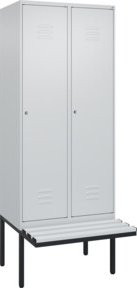 C+P Spind Classic PLUS Garderobenschrank mit Sitzbank, 2 Abteile, Lichtgrau, B/T/H: 212 x 80 x 81,5 cm - Bild 1