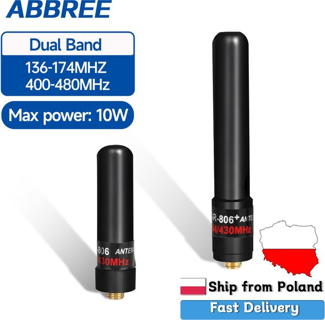 ABBREE AR-806+ Dual-Band Mini-Antenne mit SMA-Buchse für VHF/UHF, 10W hoher Gewinn, Schwarz, passend für Baofeng UV-5R, MINI UV-21 PRO und UV-32 Zwei-Wege-Funkgeräte - Bild 1
