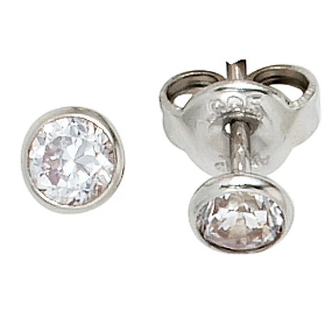 Colfem Ohrstecker 925 Silber, Zirkonia, rund, Unisex - Bild 1